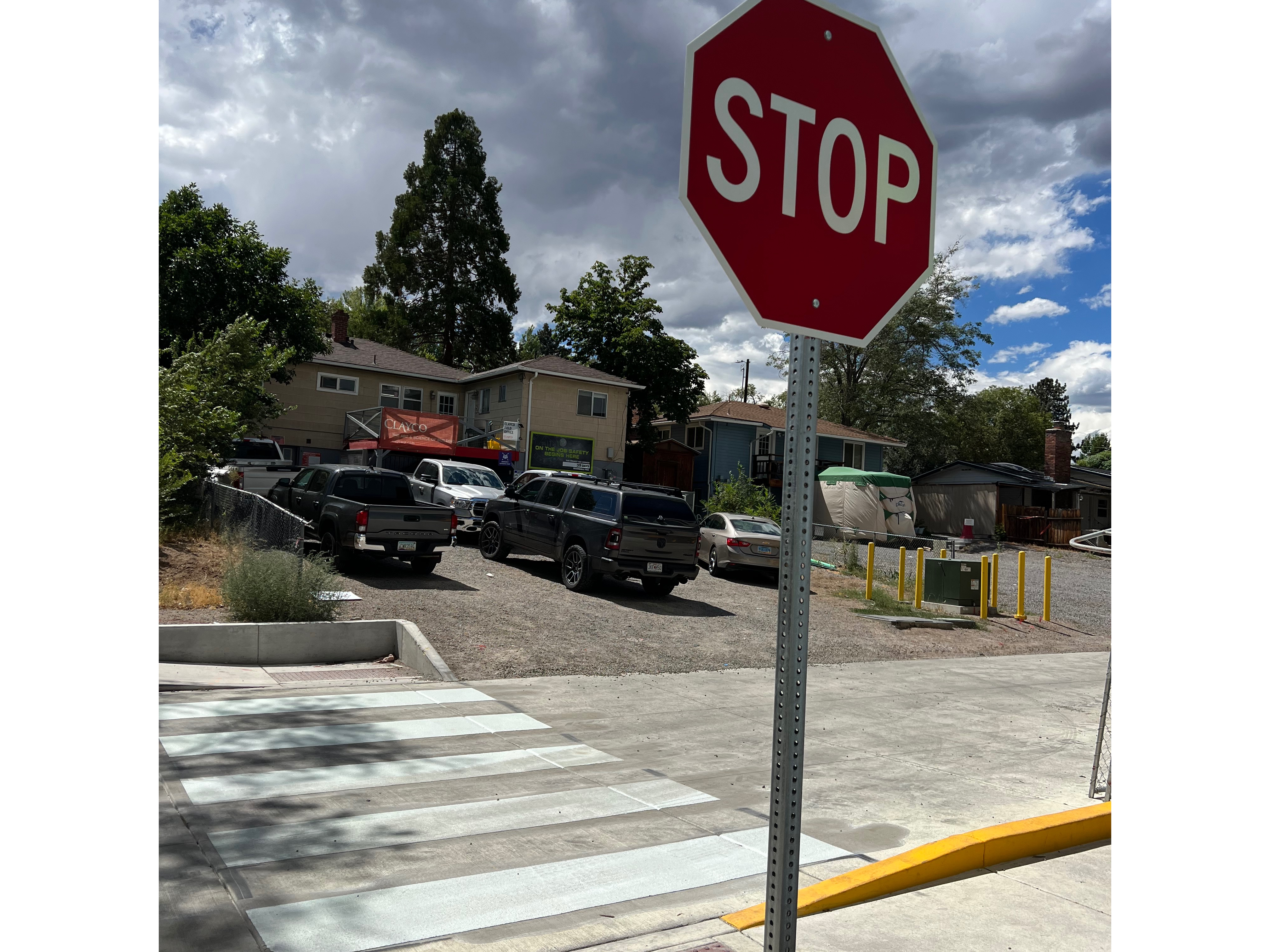 Stop Sign Installed at Crosswalk Area